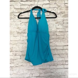 🛍Teal halter tankini with ruching🛍